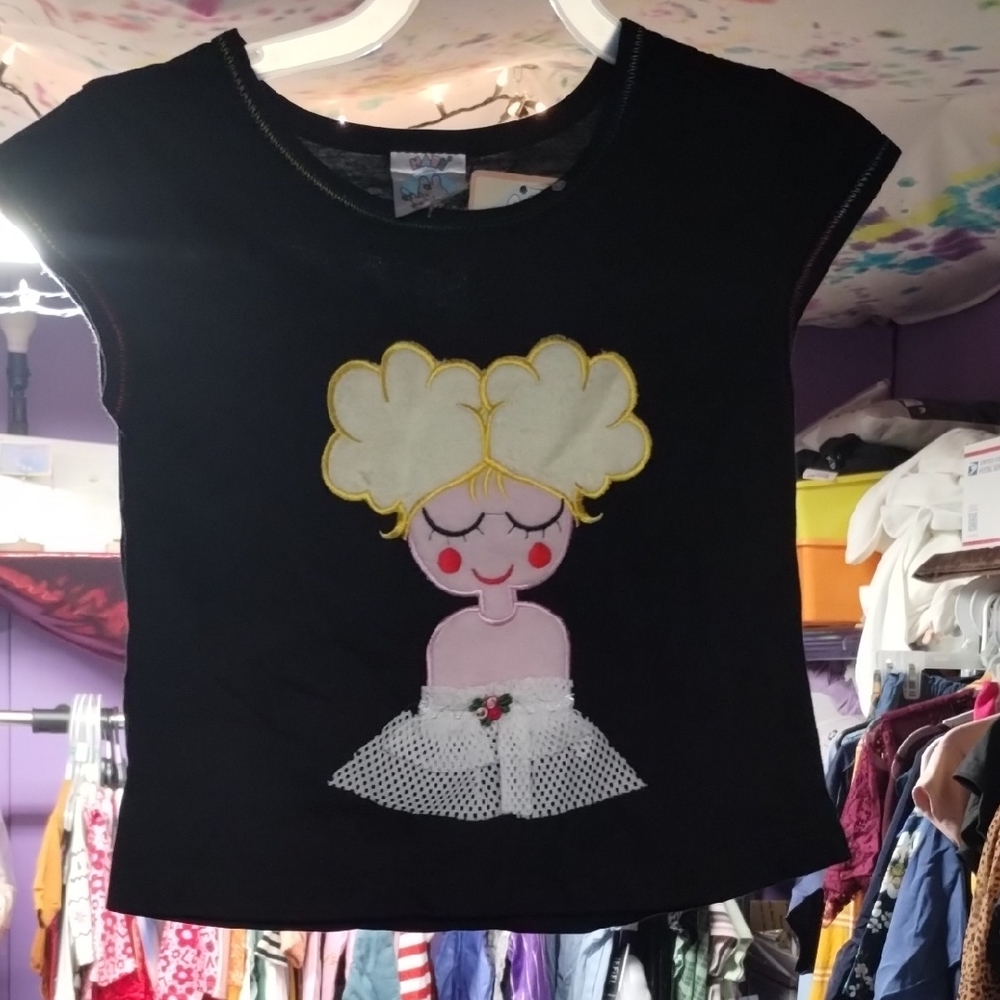 Black Kids Shirt with Cartoon Design